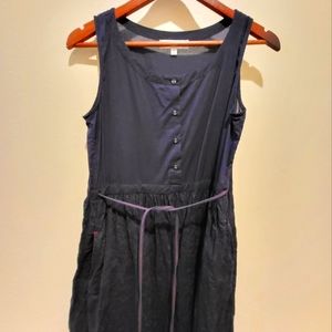 Uniqlo Ines de la fressange navy blue dress with lace detail and waist string